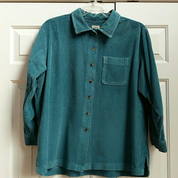 Ll Bean Plus Teal Corduroy Shirt 